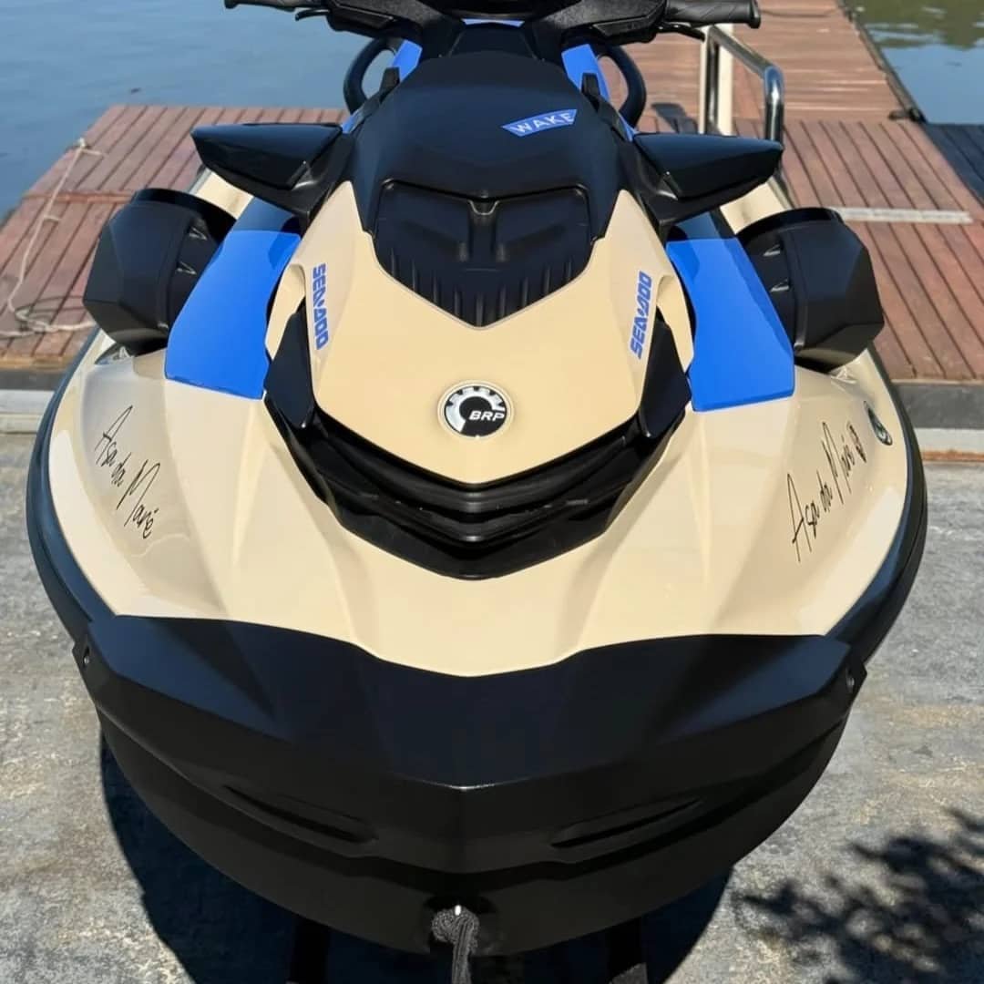 Front bow view brown jet ski adventure