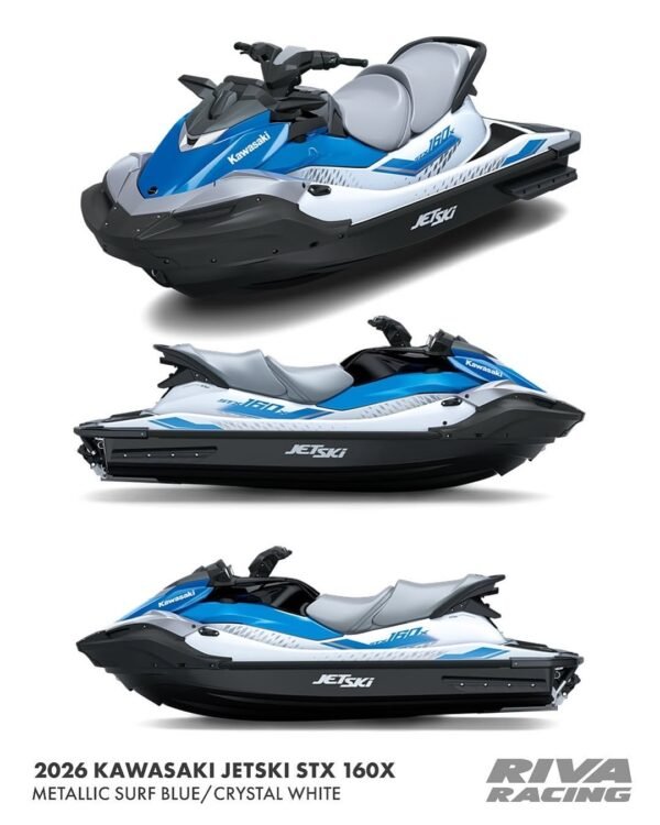 2026 kawasaki jet ski​ ST 160X in Metallic Soft Blue and Crystal White