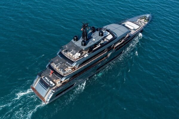 FIFTY Riva superyacht aerial drone view luxury superyacht charter