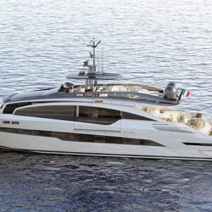 cost to rent a superyacht Pershing GTX116 Aerial Drone View