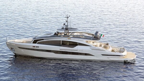 cost to rent a superyacht​ Pershing GTX116 Aerial Drone View