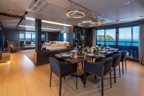 FIFTY aft deck dining and lounging area