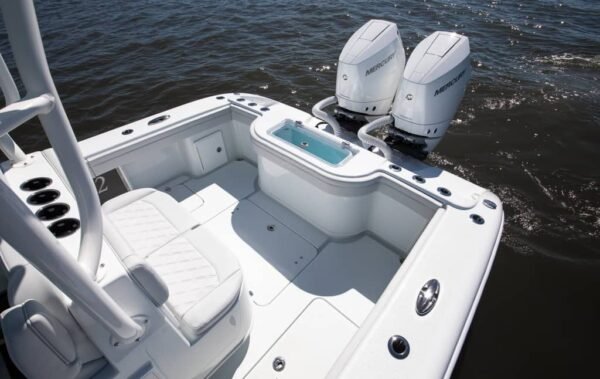 Yellowfin 32 Offshore Stern View Twin Outboards