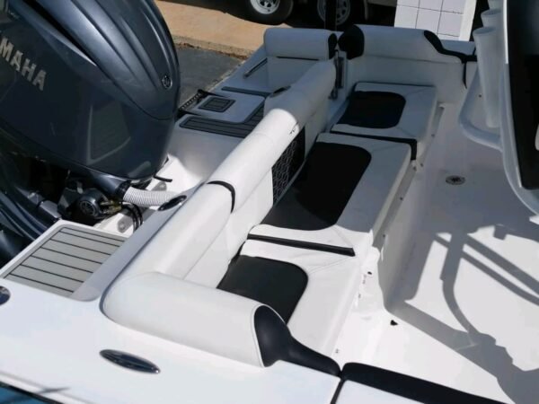 Tidewater 210 LXF aft seating with gray transom kit